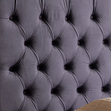 Load image into Gallery viewer, Queen Size Bedframe Velvet Upholstery Deep Grey Colour Tufted Headboard Deep Quilting
