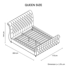 Load image into Gallery viewer, Queen Size Sleigh Bedframe Velvet Upholstery Beige Colour Tufted Headboard And Footboard Deep Quilting
