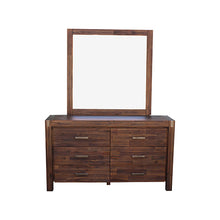 Load image into Gallery viewer, Dresser with 6 Storage Drawers in Solid Acacia &amp; Veneer With Mirror in Chocolate Colour
