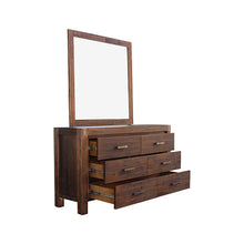 Load image into Gallery viewer, Dresser with 6 Storage Drawers in Solid Acacia &amp; Veneer With Mirror in Chocolate Colour
