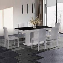 Load image into Gallery viewer, 7 Pieces Dining Suite Dining Table &amp; 6X  White Chairs in Rectangular Shape High Glossy MDF Wooden Base Combination of Black &amp; White Colour
