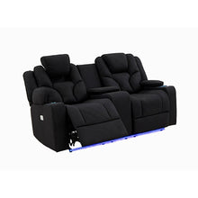 Load image into Gallery viewer, Electric Recliner Stylish Rhino Fabric Black Couch 2 Seater Lounge with LED Features

