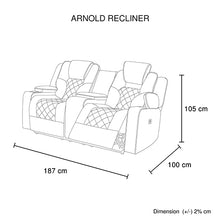Load image into Gallery viewer, Electric Recliner Stylish Rhino Fabric Black Couch 2 Seater Lounge with LED Features
