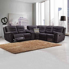 Load image into Gallery viewer, 5 Seater Corner Couch Velvet Grey Fabric Recliner Sofa Lounge Set with Quilted Back Cushions
