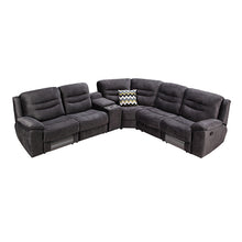 Load image into Gallery viewer, 5 Seater Corner Couch Velvet Grey Fabric Recliner Sofa Lounge Set with Quilted Back Cushions
