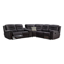 Load image into Gallery viewer, 5 Seater Corner Couch Velvet Grey Fabric Recliner Sofa Lounge Set with Quilted Back Cushions
