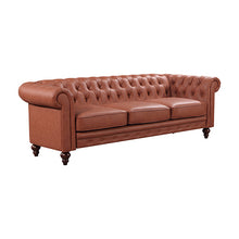 Load image into Gallery viewer, Chesterfireld Style Button Tufted Faux Leather 3+2+1 Seater Brown Sofa Lounge
