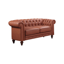 Load image into Gallery viewer, Chesterfireld Style Button Tufted Faux Leather 3+2+1 Seater Brown Sofa Lounge
