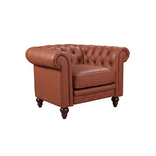 Load image into Gallery viewer, Chesterfireld Style Button Tufted Faux Leather 3+2+1 Seater Brown Sofa Lounge
