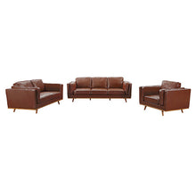 Load image into Gallery viewer, 3+2Seater Sofa Brown Leather Lounge Set for Living Room Couch with Wooden Frame
