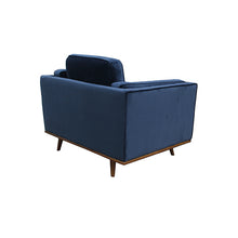 Load image into Gallery viewer, Single Seater Armchair Sofa Modern Lounge Accent Chair in Soft Blue Velvet with Wooden Frame
