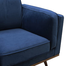Load image into Gallery viewer, Single Seater Armchair Sofa Modern Lounge Accent Chair in Soft Blue Velvet with Wooden Frame
