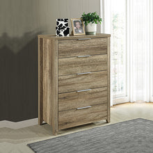 Load image into Gallery viewer, Tallboy with 5 Storage Drawers Natural Wood like MDF in Oak Colour
