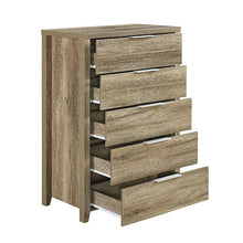 Load image into Gallery viewer, Tallboy with 5 Storage Drawers Natural Wood like MDF in Oak Colour
