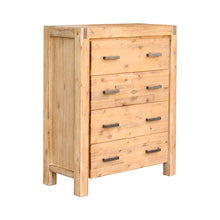 Load image into Gallery viewer, Tallboy with 4 Storage Drawers Solid Wooden Assembled in Oak Colour
