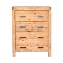 Load image into Gallery viewer, Tallboy with 4 Storage Drawers Solid Wooden Assembled in Oak Colour
