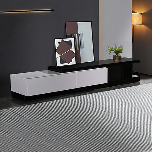 240cm Elegant High Glossy Assembled Entertainment Unit in Black & White colour