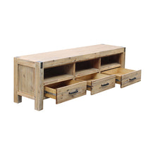 Load image into Gallery viewer, 180cm Solid Acacia Wooden Frame Entertainment Unit in Oak Color
