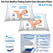 Load image into Gallery viewer, Mediflow Twin Pack Adjustable Floating Comfort Down Alternative Waterbase Pillows
