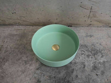 Load image into Gallery viewer, 2023 Matte Black matte white matte Pink Green Gold Copper Round 360 mm Dia top counter basin porcelain sink
