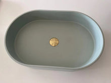 Load image into Gallery viewer, Ultra Modern Concrete Cement Wash Basin Counter Top Matte Mint Green Oval Basin
