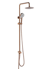 Load image into Gallery viewer, 2023 Brushed Rose Gold Copper Solid Stainless Steel 304 made shower set w diverter 200 mm head sprayer hand held head
