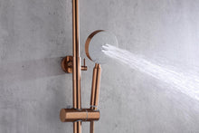 Load image into Gallery viewer, 2023 Brushed Rose Gold Copper Solid Stainless Steel 304 made shower set w diverter 200 mm head sprayer hand held head
