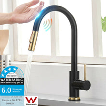 Load image into Gallery viewer, 2023 Brushed Gold Spout Matte Black pull out with spray function kitchen mixer tap faucet
