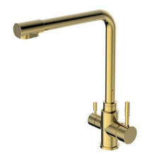 Load image into Gallery viewer, 2023 Brushed Brass Gold L shape 3 way filter water kitchen mixer tap faucet Stainless steel Made PVD plated
