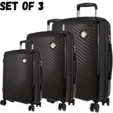Load image into Gallery viewer, Pierre Cardin Inspired Milleni Hardshell 3-Piece Luggage Bag Set Travel Suitcase - Black
