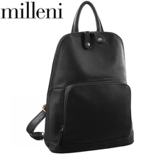 Load image into Gallery viewer, Milleni Genuine Italian Leather Soft Nappa Leather Backpack Travel Bag - Black
