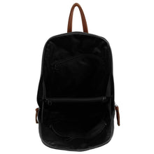 Load image into Gallery viewer, Milleni Ladies Genuine Italian Leather Backpack Bag Twin Zip - Black/Chestnut
