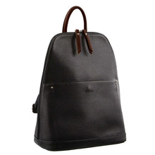 Load image into Gallery viewer, Milleni Ladies Genuine Italian Leather Backpack Bag Twin Zip - Black/Chestnut

