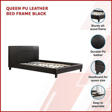 Load image into Gallery viewer, Queen PU Leather Bed Frame Black
