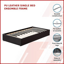 Load image into Gallery viewer, PU Leather Single Bed Ensemble Frame
