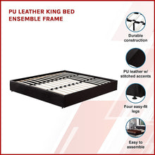 Load image into Gallery viewer, PU Leather King Bed Ensemble Frame
