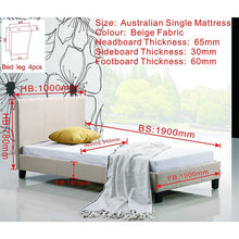 Load image into Gallery viewer, Single Linen Fabric Bed Frame Beige
