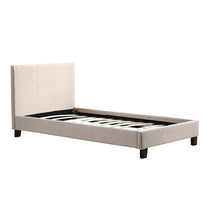 Load image into Gallery viewer, Single Linen Fabric Bed Frame Beige
