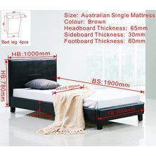 Load image into Gallery viewer, Single PU Leather Bed Frame Brown
