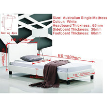 Load image into Gallery viewer, Single PU Leather Bed Frame White
