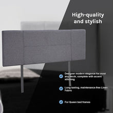 Load image into Gallery viewer, Linen Fabric Queen Bed Headboard Bedhead - Grey
