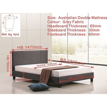 Load image into Gallery viewer, Double Linen Fabric Bed Frame Grey
