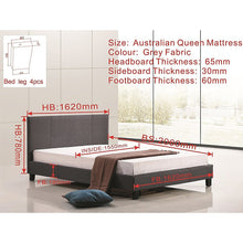 Load image into Gallery viewer, Queen Linen Fabric Bed Frame Grey
