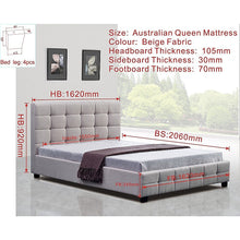 Load image into Gallery viewer, Linen Fabric Queen Deluxe Bed Frame Beige
