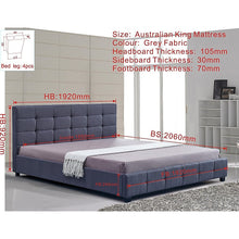 Load image into Gallery viewer, Linen Fabric King Deluxe Bed Frame Grey
