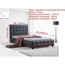 Load image into Gallery viewer, King Single PU Leather Deluxe Bed Frame Black
