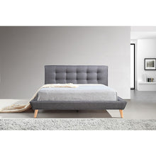 Load image into Gallery viewer, Queen Linen Fabric Deluxe Bed Frame Grey
