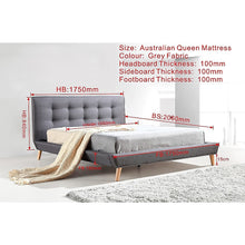 Load image into Gallery viewer, Queen Linen Fabric Deluxe Bed Frame Grey
