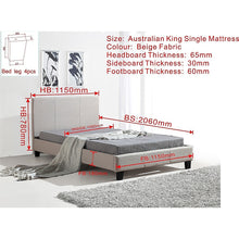 Load image into Gallery viewer, King Single Linen Fabric Bed Frame Beige
