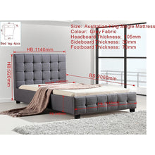 Load image into Gallery viewer, King Single Linen Fabric Deluxe Bed Frame Grey
